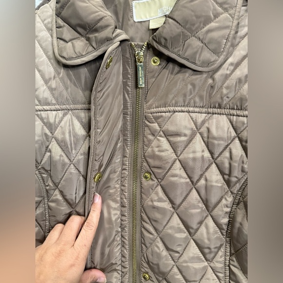Michael Kors Women's Quilted Belted Coat Anorak Truffle SZ-M - Picture 4 of 12